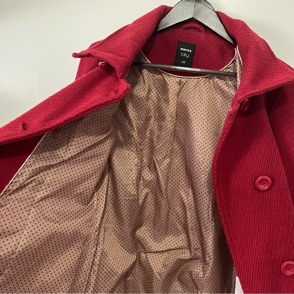 Woman Polyester Coat Basic Solid Red Jacket - image 4